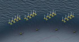 Offshore floating wind farm that uses MECON Collector Hubs
Image courtesy Baker Hughes