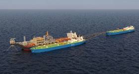 MODEC LCO₂ FSIU, showing dual offloading to MOL LCO₂ Carriers.
Image courtesy MODEC