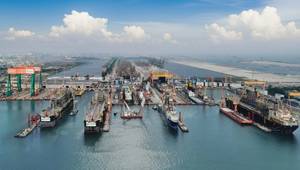 Three FPSOs, P-80, P-82 and P-83, in Seatrium's Tuas Boulevard Yard (Credit: Seatrium)