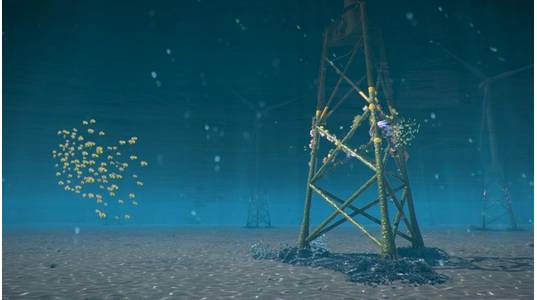 Artist’s impression of future coral growth potential. This is not a scientific illustration of the possible scale, species, or size of the corals. Still from the ReCoral explainer video. - Credit: Ørsted

