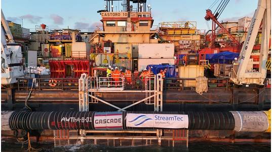 Completion of Above Water Tie-In of the Ostsee Anbindungsleitung (OAL)” - Copyright StreamTec Solutions AG.