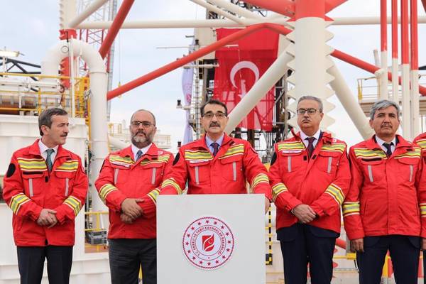 Turkey's Energy Minister Fatih Donmez speaks at a drilling launch event in late 2018. Donmez said the country would continue its offshore drilling exploration activities as part of Turkey's aim to be energy independent. (Photo: Turkey Ministry of Energy and Natural Resources)