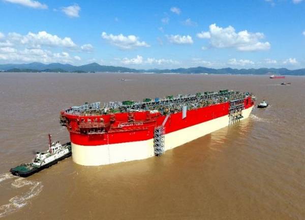 Energean Power FPSO Hull during the launch in October 2019 - Image by Energean