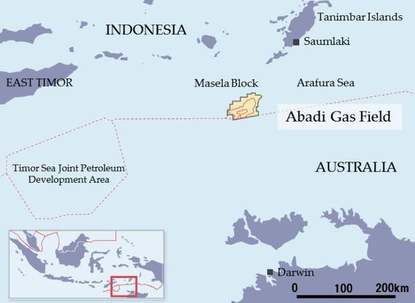 Inpex's Masela Block containing the Abadi gas field - Image by Inpex