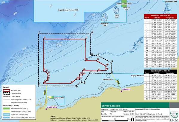 The proposed Capreolus survey map - Source: NOPSEMA