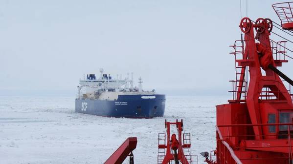 Commissioned in 2017, Christophe de Margerie is the world’s first icebreaking LNG carrier and the lead ship in the series of ice class Arc7 vessels with a cargo capacity of 172,600 cubic meters each, purpose designed for serving the Yamal LNG project year-round in the Russian Arctic. (Photo: Sovcomflot)
