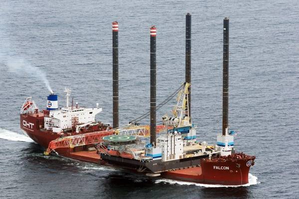 MV Falcon transporting jack-up barge JB 118 from Abu Dhabi, UAE to Guangzhou