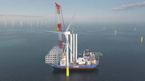 Shimizu's offshore wind installation vessel - Credit: ABB