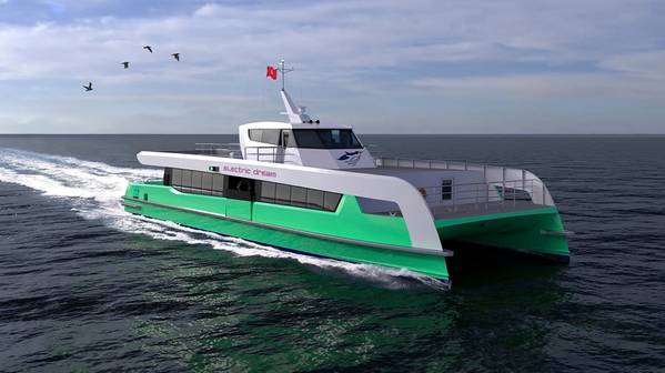 Artist’s impression of the electric ferry (Photo credit: Incat Crowther UK)