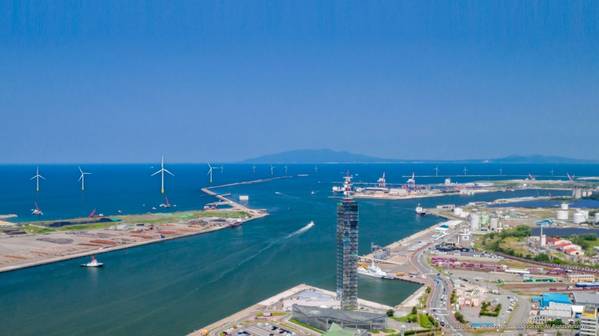 The first large-scale offshore wind power project in Japan in which Marubeni is the largest shareholder (the ports of Akita in Akita Prefecture) - Courtesy of Akita Offshore Wind Corporation, via Marubeni