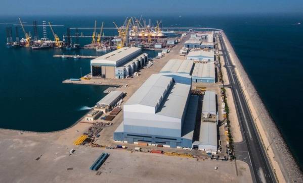 Aerial view of Erhama Bin Jaber Al Jalahma Shipyard in Qatar - Credit: Nakilat
