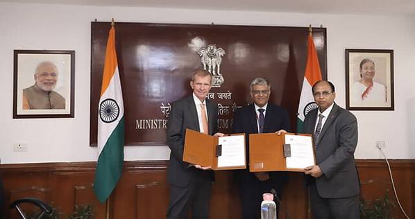 From left: Dr. Monte K Dobson , CEO & Lead Country Manager, ExxonMobil India; Rajesh Kumar Srivastava, Director (Exploration), ONGC; and  Shri Pankaj Jain, Secretary, Ministry of Petroleum & Natural Gas (Photo: ONGC)