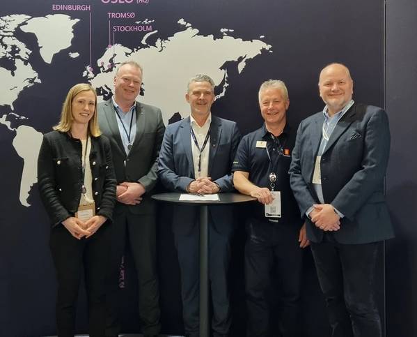 From left: Camilla Kiss, EVP Finance Kongsberg Discovery – Stene Førsund EVP Sales and Marketing, Kongsberg Discovery – Trond F. Crantz, CEO Argeo – Atle Gran, Senior Sales Manager, Kongsberg Discovery - Kenneth Mitsem, General Manager, CSI Nordics AS.