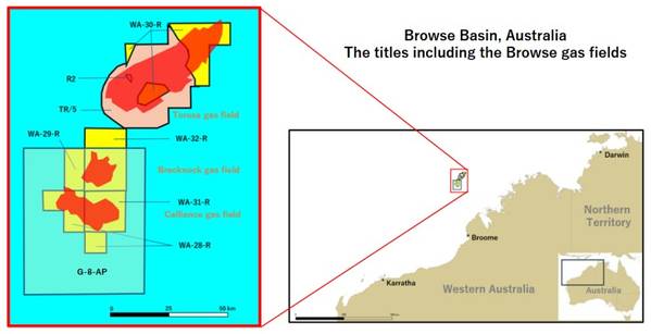 Location of the Browse gas fields and the titles (Credit: Inpex)