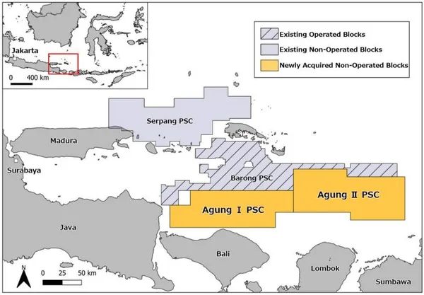 Location of Agung I and Agung II Blocks (Credit: Inpex)