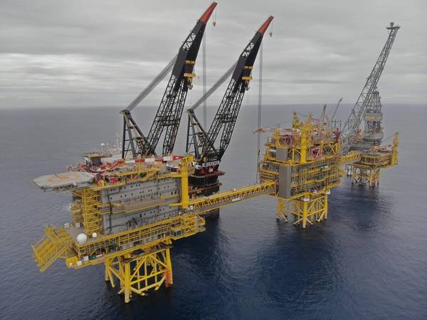 Topsides being installed in 2018 at the Culzean field (Photo: Total)