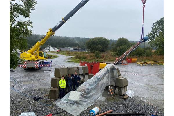 Preparing simulated downhole test rig with temperature and conductivity sensors. Photo from Rawwater