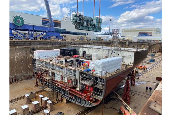 Wabtec power being installed at Philly Shipyard on the NSMV number one, Empire State. Photo courtesy Philly Shipyard