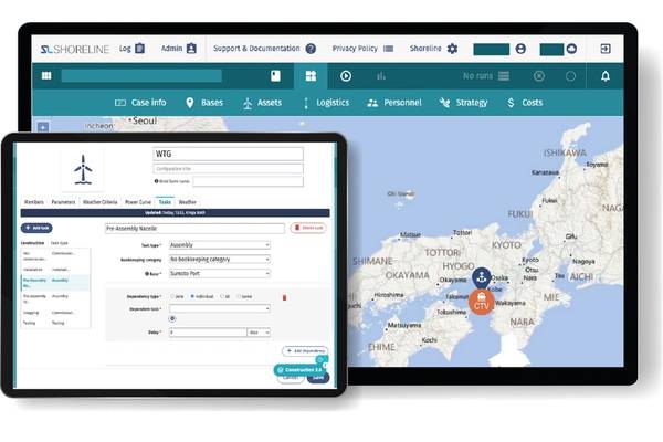 Shoreline Wind’s simulation solutions help developers compare project layouts and optimize their transportation, installation and O&M strategies.
Source Shoreline Wind