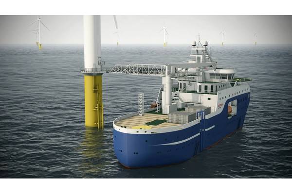 SOV on contract with Ørsted AS (former DONG energy). Image courtesy of Salt Ship Design