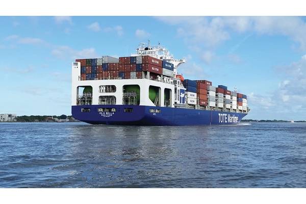 TOTE has three years under its belt of running containerships almost exclusively on LNG. (Photo: TOTE)